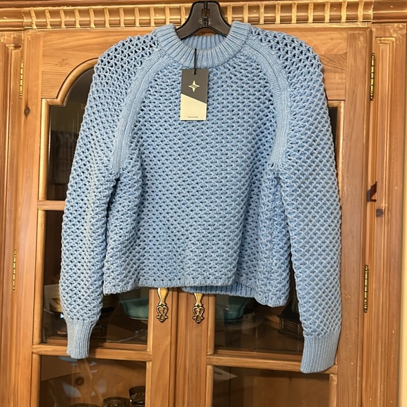 Corsica Blue Crochet Knit Annette Sweater - Picture 6 of 8